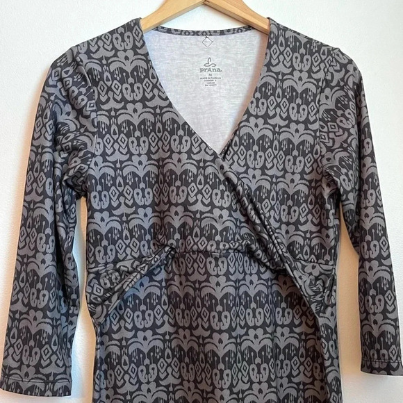 Prana Faux Wrap Pattern V-Neck Dress - Picture 1 of 9